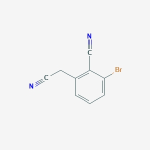 molecular formula C9H5BrN2 B13911757 2-Bromo-6-(cyanomethyl)benzonitrile 