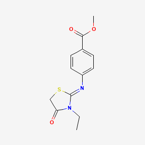 molecular formula C13H14N2O3S B13912007 methyl 4-{[(2E)-3-ethyl-4-oxo-1,3-thiazolidin-2-ylidene]amino}benzoate 