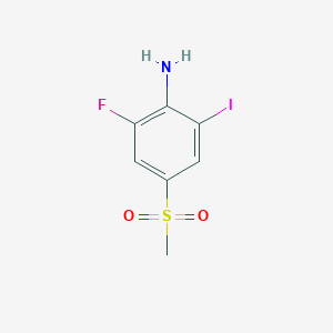 molecular formula C7H7FINO2S B13912328 2-Fluoro-6-iodo-4-(methylsulfonyl)aniline 