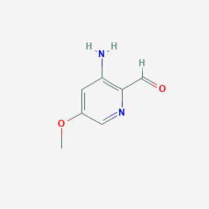 molecular formula C7H8N2O2 B13912365 3-Amino-5-methoxypyridine-2-carbaldehyde 