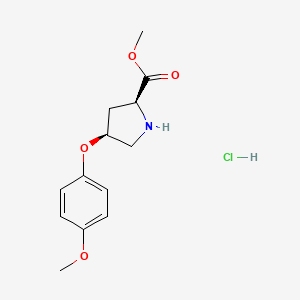 molecular formula C13H18ClNO4 B1391257 Methyl (2S,4S)-4-(4-methoxyphenoxy)-2-pyrrolidinecarboxylate hydrochloride CAS No. 1217819-16-3