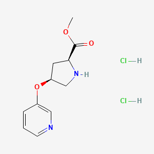 molecular formula C11H16Cl2N2O3 B1391258 Methyl (2S,4S)-4-(3-pyridinyloxy)-2-pyrrolidinecarboxylate dihydrochloride CAS No. 1217679-78-1