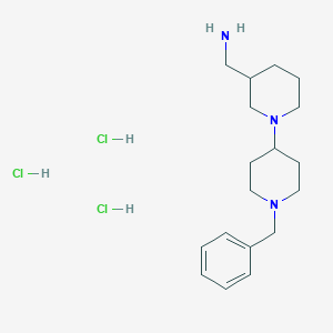 molecular formula C18H32Cl3N3 B1391288 [(1'-Benzyl-1,4'-bipiperidin-3-yl)methyl]amine trihydrochloride CAS No. 1185293-28-0
