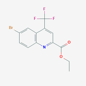 molecular formula C13H9BrF3NO2 B13912883 Ethyl 6-bromo-4-(trifluoromethyl)quinoline-2-carboxylate 