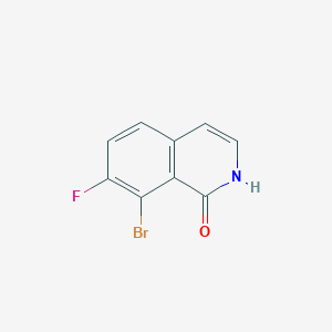 molecular formula C9H5BrFNO B13912959 8-Bromo-7-fluoroisoquinolin-1-ol 