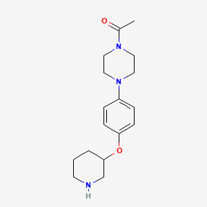 molecular formula C17H25N3O2 B1391321 1-{4-[4-(3-Piperidinyloxy)phenyl]-1-piperazinyl}-1-ethanone CAS No. 946714-68-7