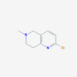 molecular formula C9H11BrN2 B13913260 2-bromo-6-methyl-7,8-dihydro-5H-1,6-naphthyridine 