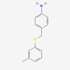 molecular formula C14H15NS B1391340 4-{[(3-Methylphenyl)sulfanyl]methyl}aniline CAS No. 792142-93-9