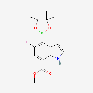 molecular formula C16H19BFNO4 B13913806 Methyl 5-fluoro-4-(4,4,5,5-tetramethyl-1,3,2-dioxaborolan-2-YL)-1H-indole-7-carboxylate 