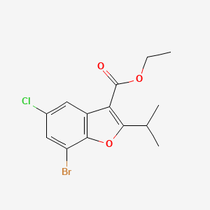 molecular formula C14H14BrClO3 B13913935 Ethyl 7-bromo-5-chloro-2-isopropylbenzofuran-3-carboxylate 