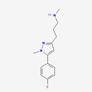 molecular formula C14H18FN3 B1391416 {3-[5-(4-氟苯基)-1-甲基-1H-吡唑-3-基]丙基}(甲基)胺 CAS No. 1181826-38-9