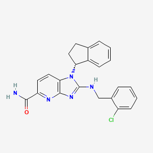 B1391419 (R)-2-(2-chlorobenzylamino)-1-(2,3-dihydro-1H-inden-1-yl)-1H-imidazo[4,5-b]pyridine-5-carboxamide CAS No. 1202159-38-3