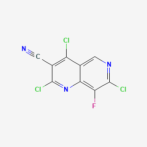 molecular formula C9HCl3FN3 B13914335 2,4,7-Trichloro-8-fluoro-1,6-naphthyridine-3-carbonitrile 