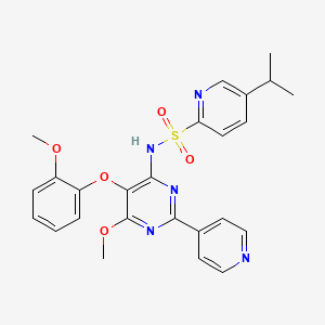 molecular formula C25H25N5O5S B13914751 N-[6-Methoxy-5-(2-methoxyphenoxy)-2-(4-pyridinyl)-4-pyrimidinyl]-5-(1-methylethyl)-2-pyridinesulfonamide CAS No. 290815-27-9