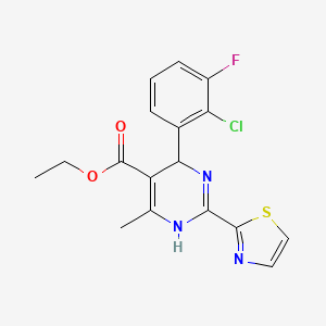 molecular formula C17H15ClFN3O2S B13915044 Ethyl 4-(2-chloro-3-fluorophenyl)-6-methyl-2-(thiazol-2-yl)-1,4-dihydropyrimidine-5-carboxylate 
