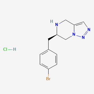 molecular formula C12H14BrClN4 B1391514 (R)-6-(4-Bromobenzyl)-4,5,6,7-tetrahydro-[1,2,3]triazolo[1,5-A]pyrazine hydrochloride CAS No. 1212331-40-2