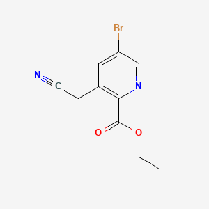 molecular formula C10H9BrN2O2 B13915223 Ethyl 5-bromo-3-(cyanomethyl)pyridine-2-carboxylate 