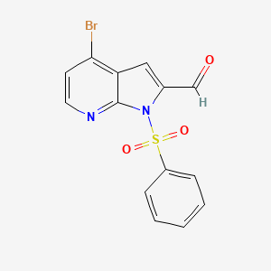 molecular formula C14H9BrN2O3S B1391561 4-Bromo-1-phenylsulfonyl-7-azaindole-2-carboxyaldehyde CAS No. 942920-59-4