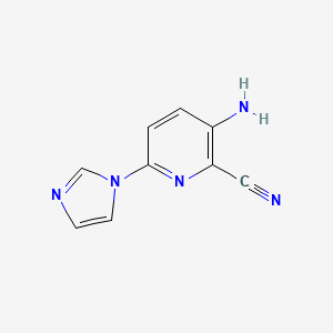 molecular formula C9H7N5 B1391583 3-Amino-6-(1H-imidazol-1-yl)pyridine-2-carbonitrile CAS No. 1216669-25-8