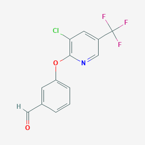 B1391586 3-{[3-Chloro-5-(trifluoromethyl)pyridin-2-yl]oxy}benzaldehyde CAS No. 950994-20-4