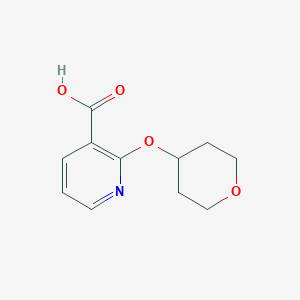 molecular formula C11H13NO4 B1391612 2-(Tetrahydro-2H-pyran-4-yloxy)nicotinic acid CAS No. 1208088-61-2
