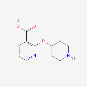 molecular formula C11H14N2O3 B1391613 2-(哌啶-4-氧基)烟酸 CAS No. 1086392-90-6