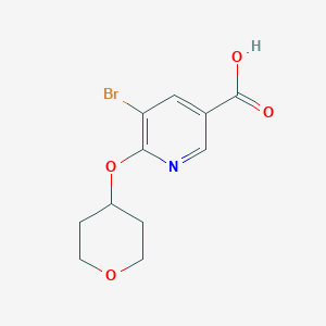 molecular formula C11H12BrNO4 B1391617 5-溴-6-(四氢-2H-吡喃-4-氧基)烟酸 CAS No. 1216775-30-2