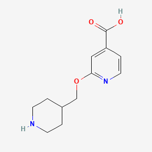 molecular formula C12H16N2O3 B1391622 2-(哌啶-4-基甲氧基)异烟酸 CAS No. 1215707-27-9