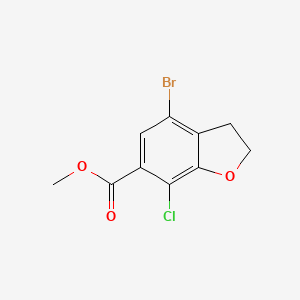 molecular formula C10H8BrClO3 B13916347 Methyl 4-bromo-7-chloro-2,3-dihydro-6-benzofurancarboxylate 