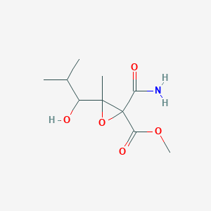 molecular formula C10H17NO5 B139166 1-Carbamoyl-2,4-dimethyl-1,2-epoxy-3-hydroxy-1-(methoxycarbonyl)pentane CAS No. 142438-73-1