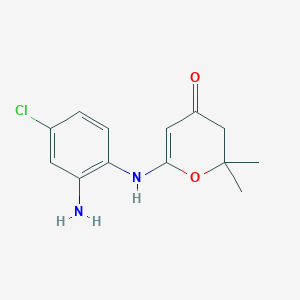molecular formula C13H15ClN2O2 B1391667 6-[(2-Amino-4-chlorophenyl)amino]-2,2-dimethyl-2,3-dihydro-4H-pyran-4-one CAS No. 1216774-91-2