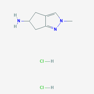 molecular formula C7H13Cl2N3 B13916769 2-methyl-5,6-dihydro-4H-cyclopenta[c]pyrazol-5-amine;dihydrochloride 
