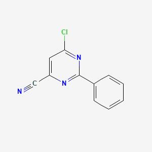molecular formula C11H6ClN3 B1391682 6-Chloro-2-phenylpyrimidine-4-carbonitrile CAS No. 1242268-11-6
