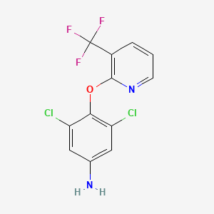 molecular formula C12H7Cl2F3N2O B1391688 3,5-Dichloro-4-((3-(trifluoromethyl)pyridin-2-yl)oxy)aniline CAS No. 1227955-22-7