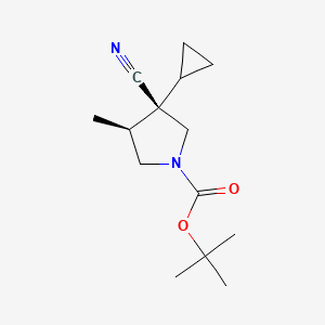 molecular formula C14H22N2O2 B13916996 tert-butyl (3R,4S)-3-cyano-3-cyclopropyl-4-methyl-pyrrolidine-1-carboxylate 