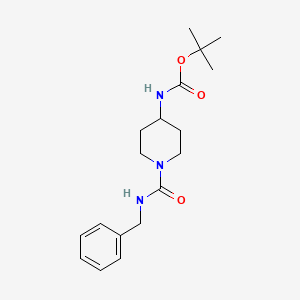 molecular formula C18H27N3O3 B1391707 (1-Benzylcarbamoyl-piperidin-4-yl)-carbamic acid tert-butyl ester CAS No. 1228070-71-0