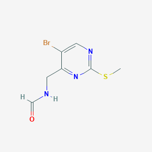 molecular formula C7H8BrN3OS B13917087 N-((5-bromo-2-(methylthio)pyrimidin-4-yl)methyl)formamide 