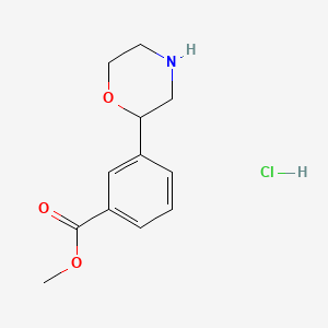 molecular formula C12H16ClNO3 B13917229 Methyl 3-morpholin-2-ylbenzoate;hydrochloride 