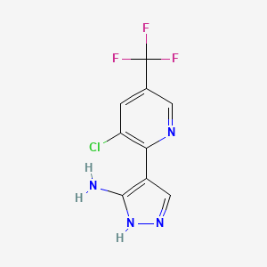 molecular formula C9H6ClF3N4 B1391757 4-[3-chloro-5-(trifluoromethyl)-2-pyridinyl]-1H-pyrazol-3-amine CAS No. 1242267-93-1
