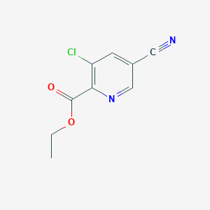 molecular formula C9H7ClN2O2 B1391786 Ethyl 3-chloro-5-cyano-2-pyridinecarboxylate CAS No. 1221791-91-8