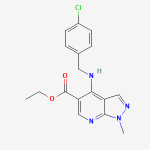 ethyl 4-{[(4-chlorophenyl)methyl]amino}-1-methyl-1H-pyrazolo[3,4-b]pyridine-5-carboxylate