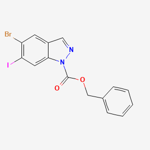 molecular formula C15H10BrIN2O2 B13918002 Benzyl 5-bromo-6-iodo-1H-indazole-1-carboxylate 