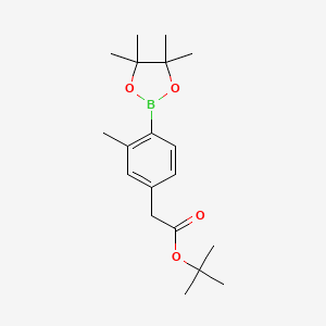 molecular formula C19H29BO4 B13918032 Tert-butyl 2-(3-methyl-4-(4,4,5,5-tetramethyl-1,3,2-dioxaborolan-2-yl)phenyl)acetate 