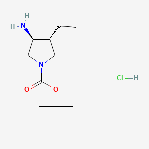 molecular formula C11H23ClN2O2 B13918067 Tert-butyl trans-3-amino-4-ethyl-pyrrolidine-1-carboxylate;hydrochloride 