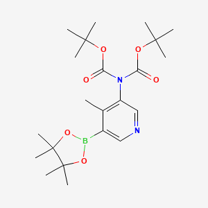 molecular formula C22H35BN2O6 B13918110 tert-butyl N-[(2-methylpropan-2-yl)oxycarbonyl]-N-[4-methyl-5-(4,4,5,5-tetramethyl-1,3,2-dioxaborolan-2-yl)pyridin-3-yl]carbamate 
