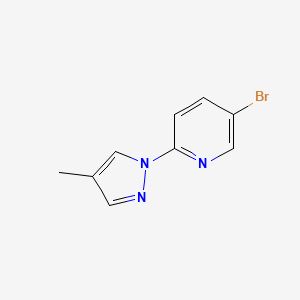 molecular formula C9H8BrN3 B1391816 吡啶，5-溴-2-(4-甲基-1H-吡唑-1-基)- CAS No. 1215073-40-7