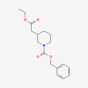 molecular formula C17H23NO4 B1391819 Benzyl 3-(2-ethoxy-2-oxoethyl)piperidine-1-carboxylate CAS No. 953079-96-4