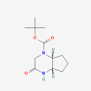 molecular formula C12H20N2O3 B13918244 Tert-butyl cis-3-oxo-4,4A,5,6,7,7A-hexahydro-2H-cyclopenta[B]pyrazine-1-carboxylate 