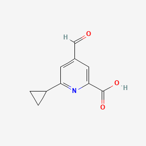 molecular formula C10H9NO3 B13918263 6-Cyclopropyl-4-formylpicolinic acid 