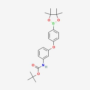 molecular formula C23H30BNO5 B13918289 tert-Butyl (3-(4-(4,4,5,5-tetramethyl-1,3,2-dioxaborolan-2-yl)phenoxy)phenyl)carbamate 